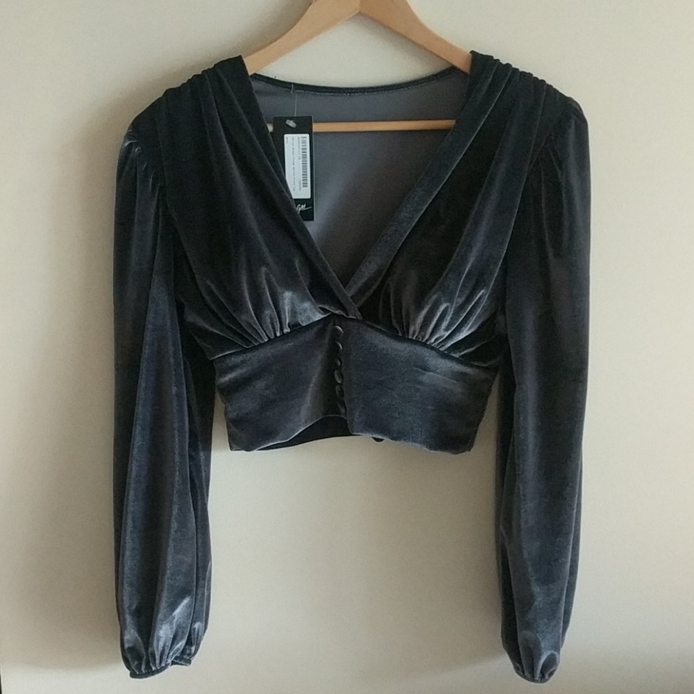 Velvet plunge crop top